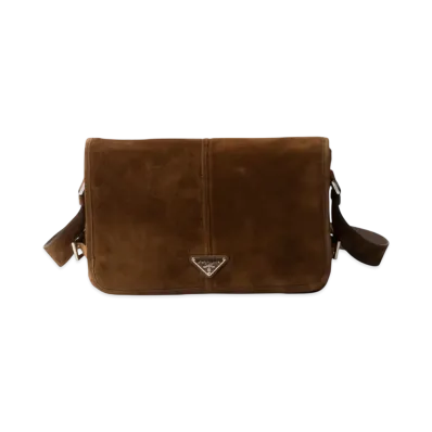 PRADA Suede Shoulder Bag "Dark Brown"
