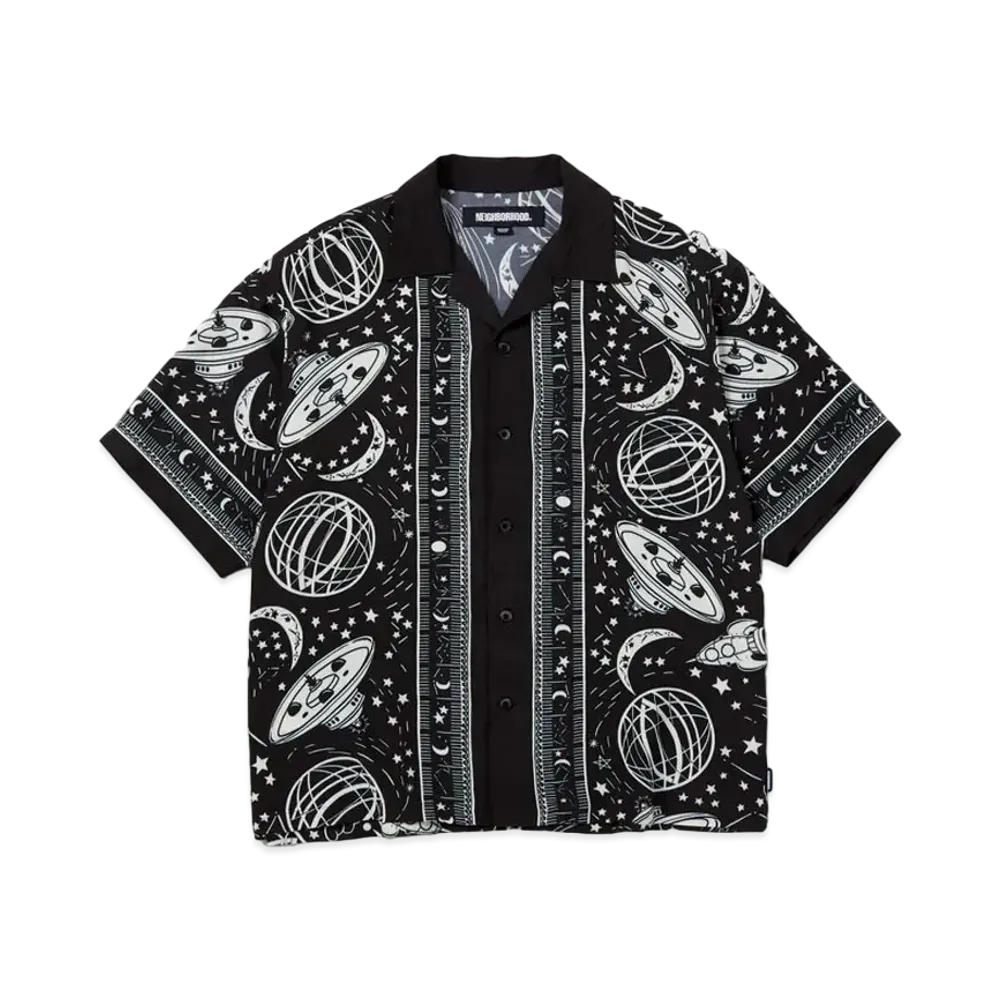 NEIGHBORHOOD Cosmic Hawaiian Shirt SS "Black x White"