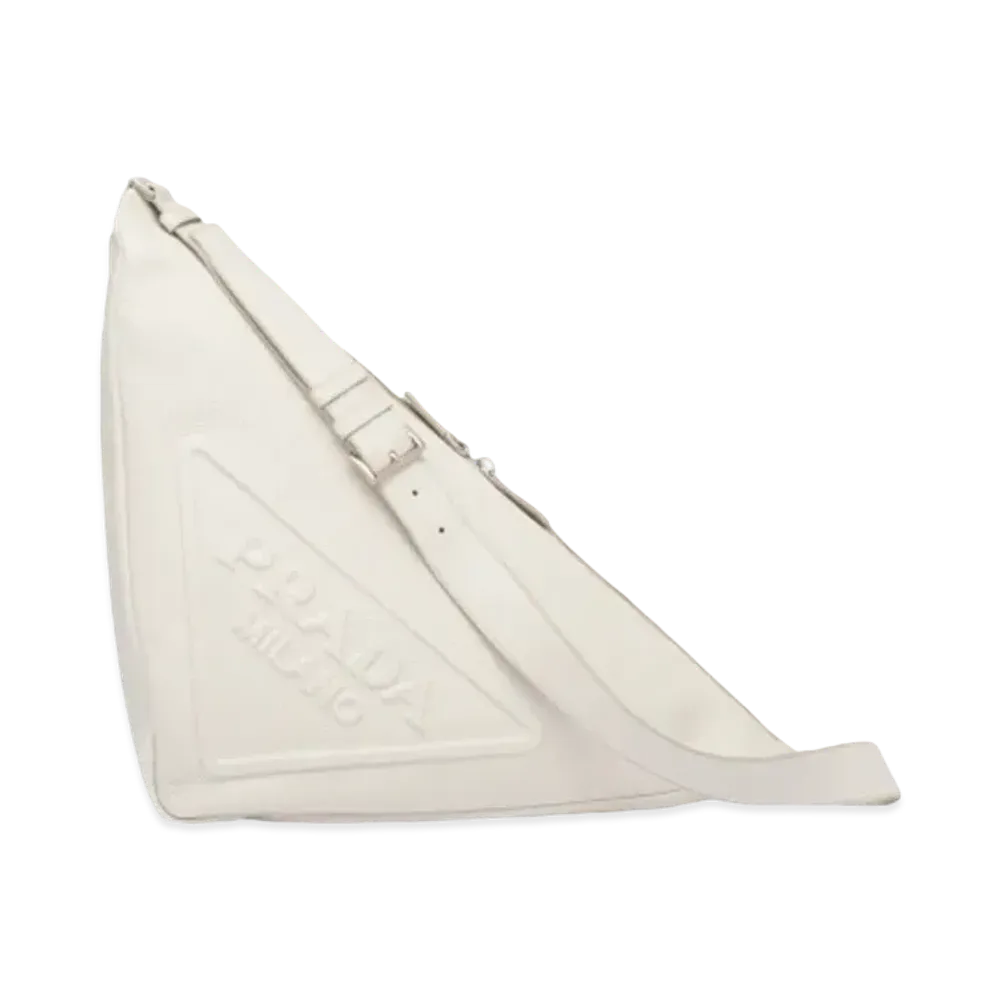 PRADA Large leather Prada Triangle Bag "Chalk White"