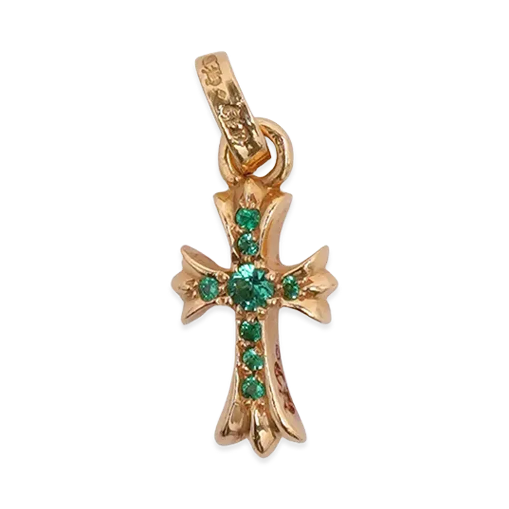 Chrome Hearts 22K Gold Emerald Baby Fat Pendant "Gold/Green"