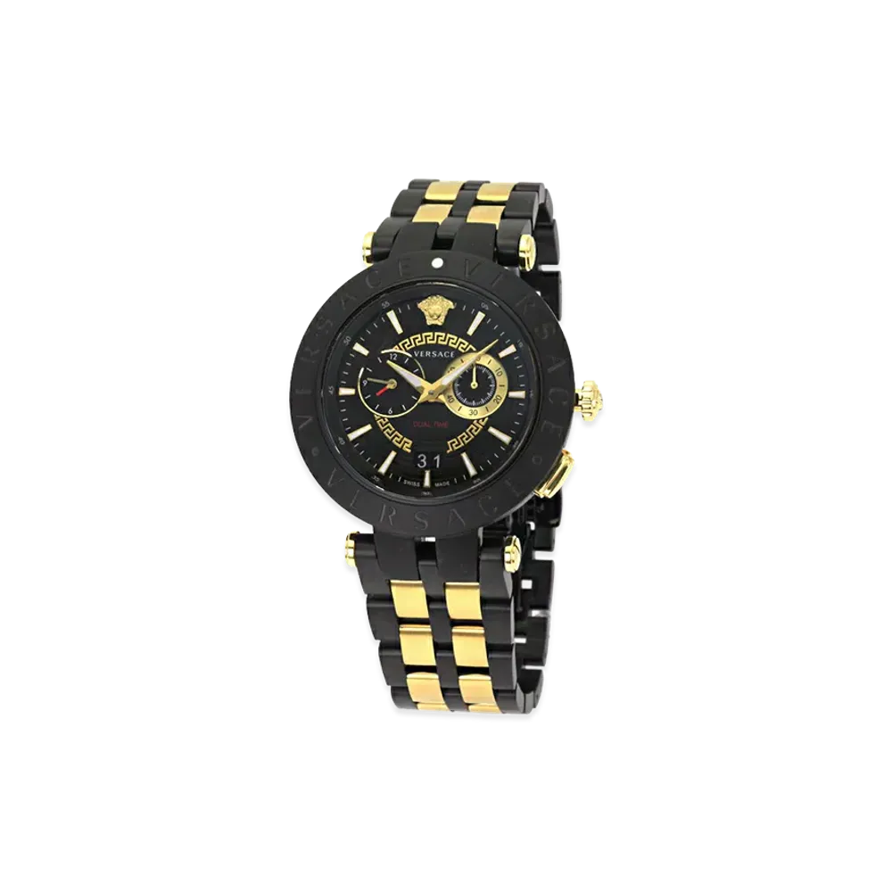 Versace V-Race Dual Time Quartz 47mm "Gold/Black"