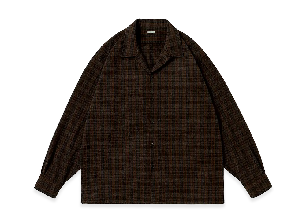 A.PRESSE Silk Nep Loop Collar Shirt "Brown"