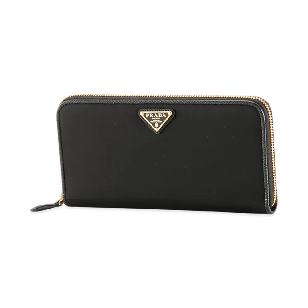 PRADA Tessuto Round Wallet "Black"