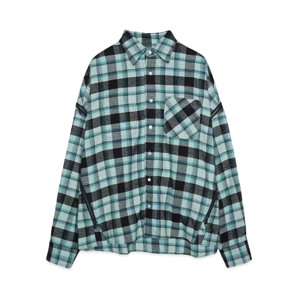 FACETASM ORIGINAL CHECK ZIPPER SHIRT "BLACK x BLUE"