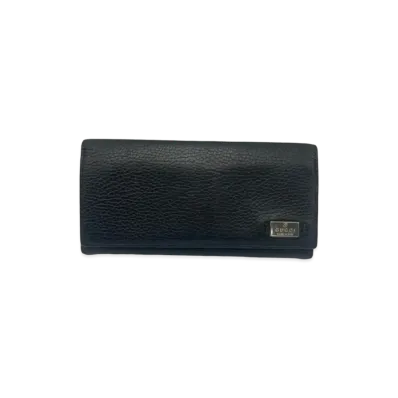 GUCCI Bi-Fold Wallet Logo Plate Leather "Black"