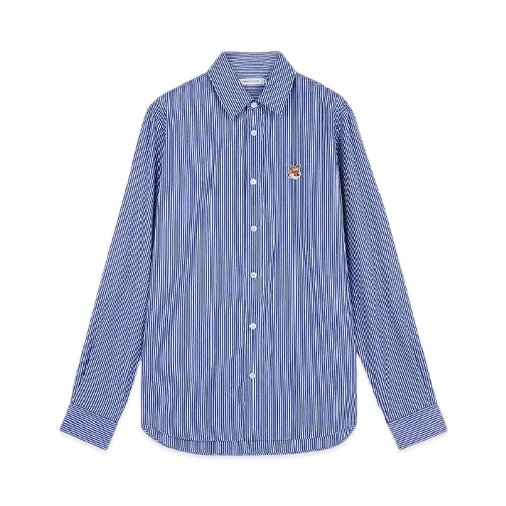 Maison Kitsune Foxhead Classic Stripe Shirt "Navy Stripes"
