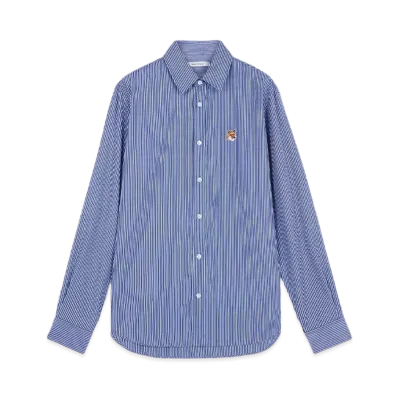 Maison Kitsune Foxhead Classic Stripe Shirt "Navy Stripes"