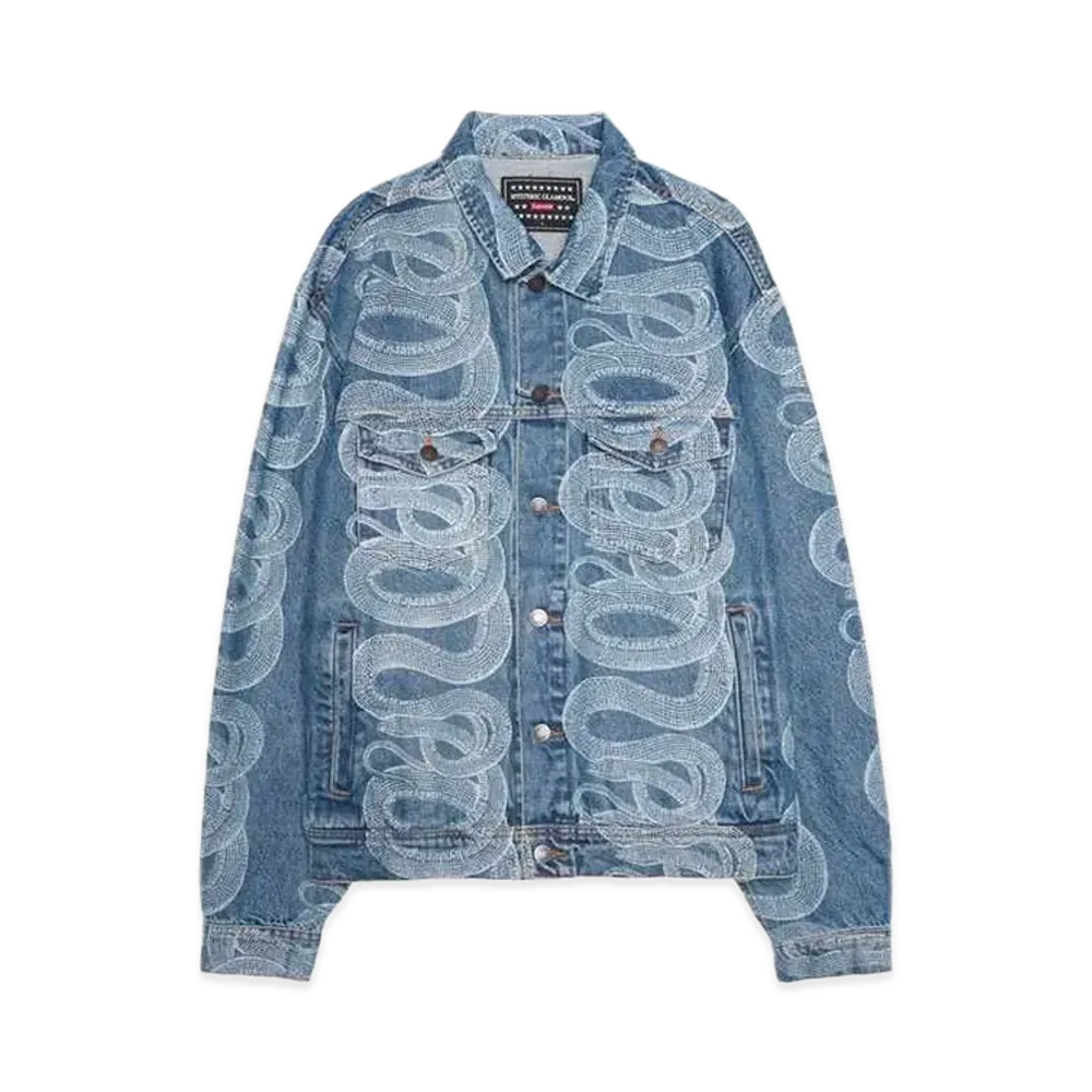 Supreme x HYSTERIC GLAMOUR Snake Denim Trucker Jacket "Blue"