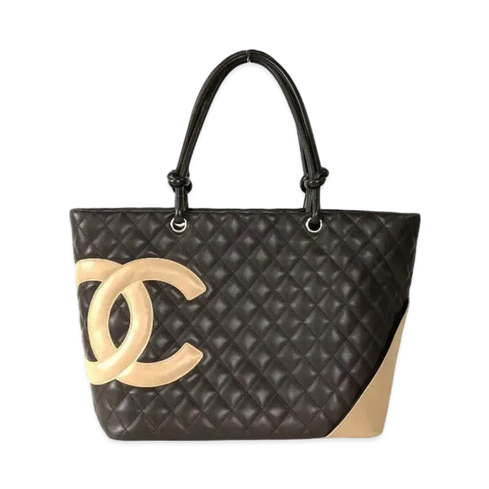 CHANEL Cambon Line Large Tote Bag GM "Dark Brown/Beige"