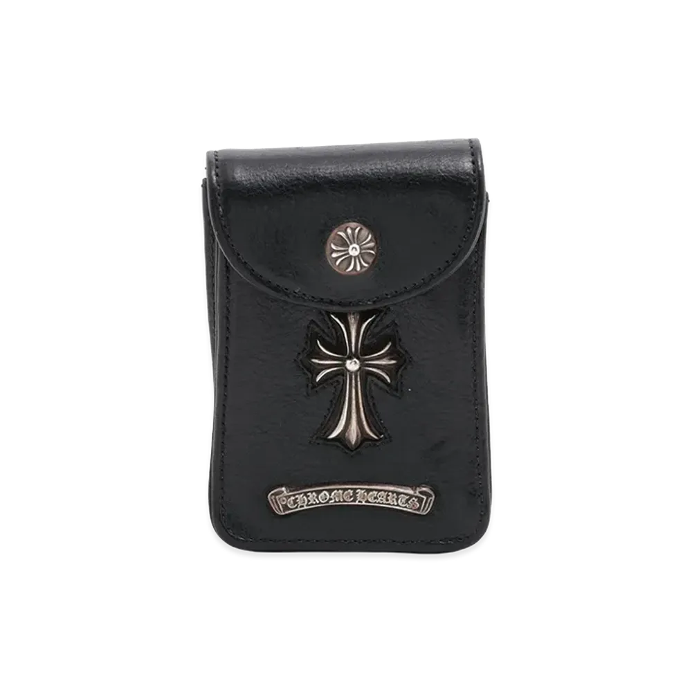 Chrome Hearts Small CH Cross Leather Cigarette Case "Black/Silver"