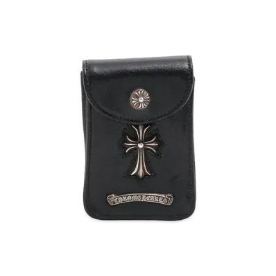 Chrome Hearts Small CH Cross Leather Cigarette Case "Black/Silver"