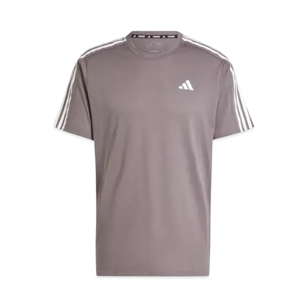 adidas Own The Run 3-Stripes Short Sleeve T-Shirt "Charcoal"