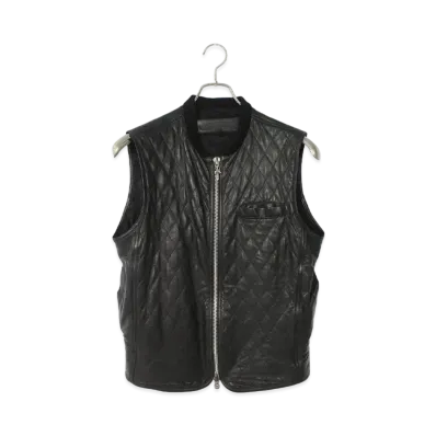 Chrome Hearts Papa Back Cross Patch Killing Leather Vest "Black/Silver"