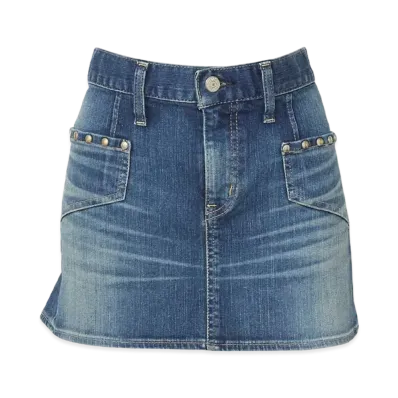 HYSTERIC GLAMOUR Back Lace-Up Micro Mini Denim Skirt "Light Indigo Blue"