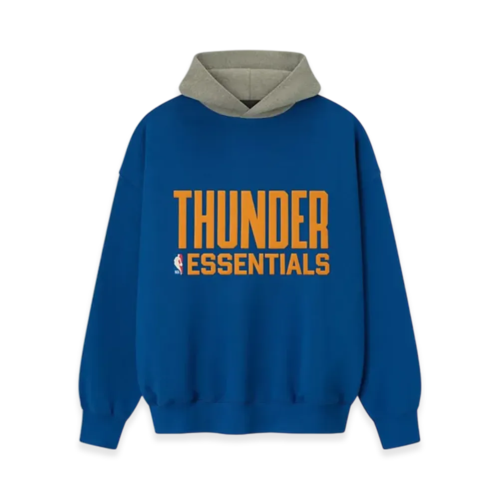 FEAR OF GOD ESSENTIALS Thunder Sport Hoodie "Blue/Concrete Heather"
