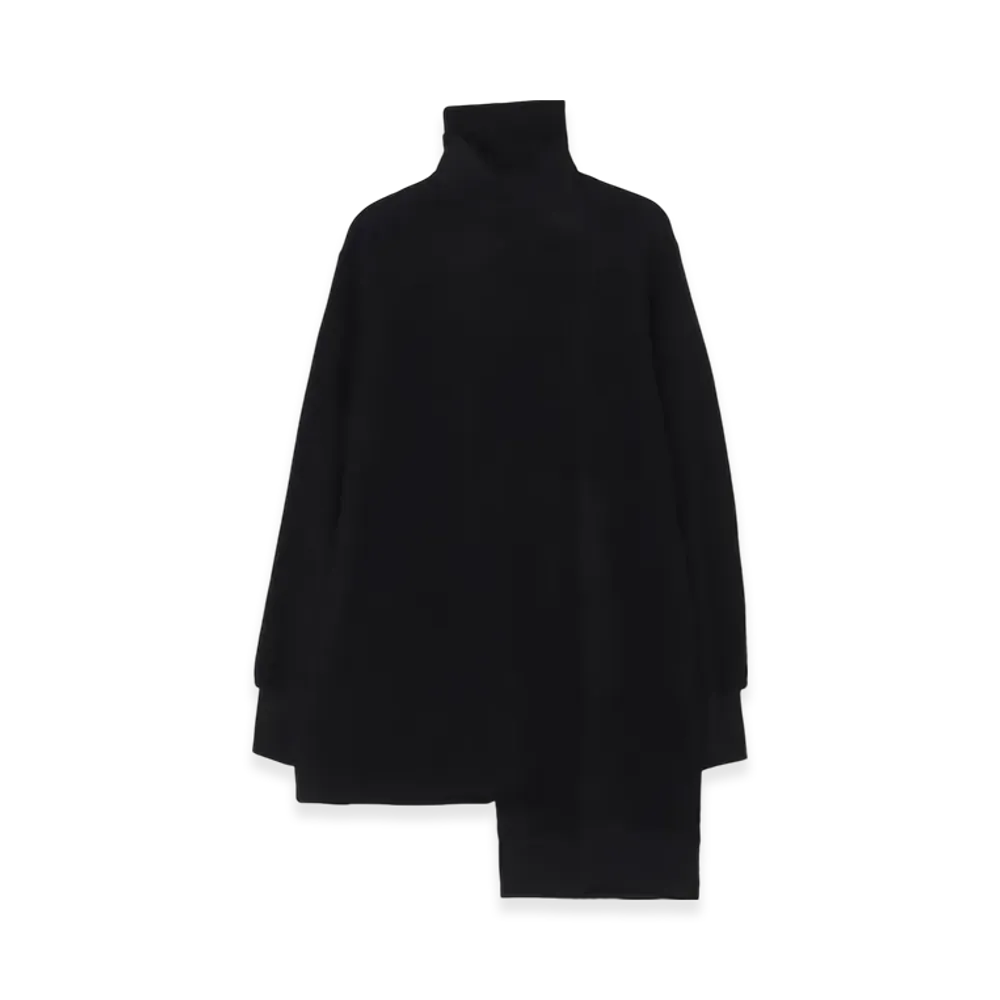 Yohji Yamamoto Liy/C Brushed French Terry Paneled High-Neck Pullover "Black"