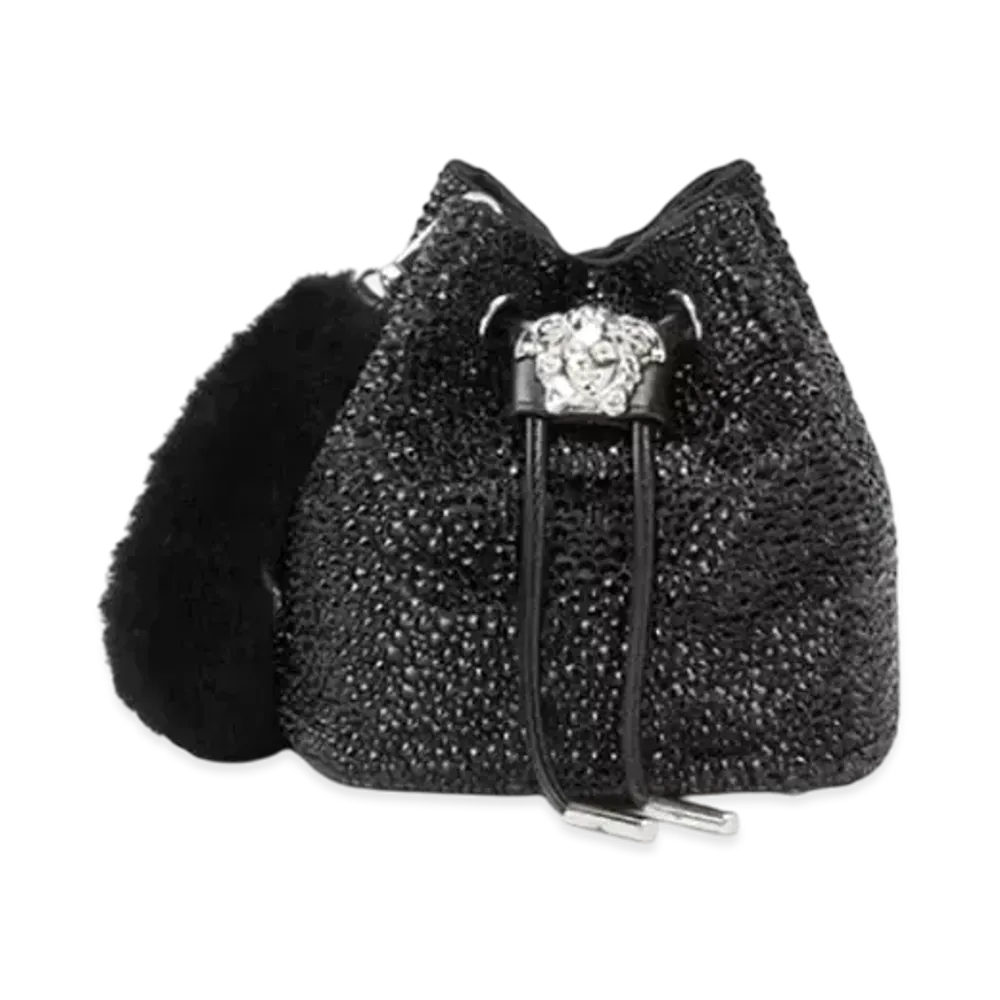 Versace Crystal La Medusa Mini Bucket Bag "Black/Silver"