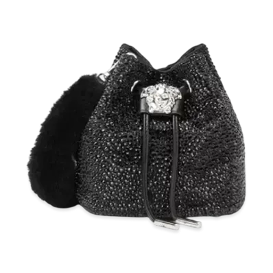 Versace Crystal La Medusa Mini Bucket Bag "Black/Silver"