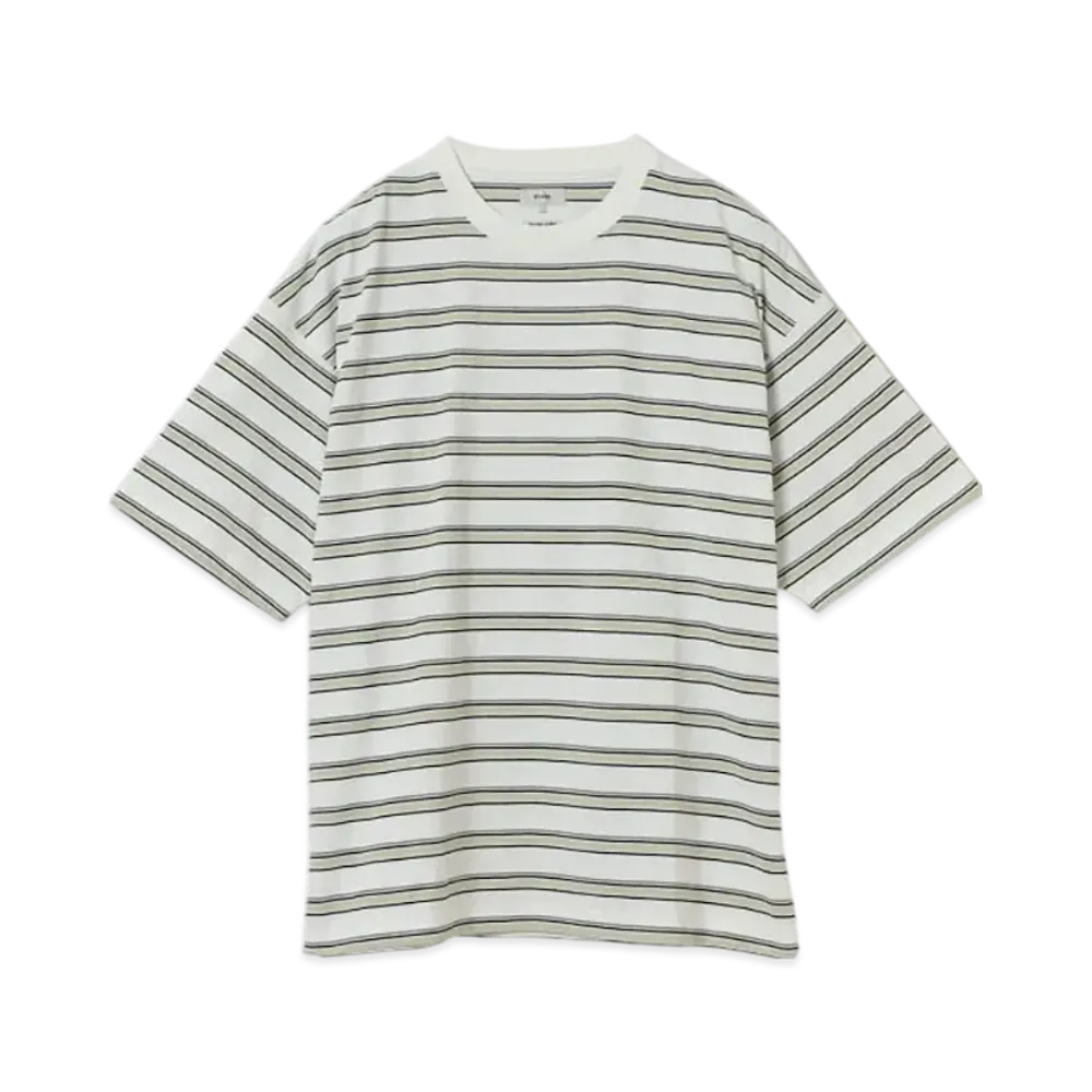 BEAMS Loose Striped T-Shirt "White"