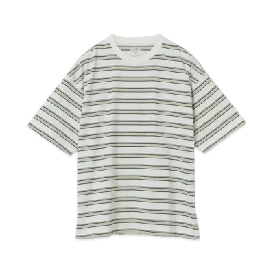 BEAMS Loose Striped T-Shirt "White"