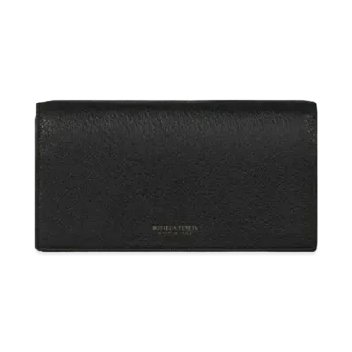 Bottega Veneta Calfskin Flap Wallet "Black"