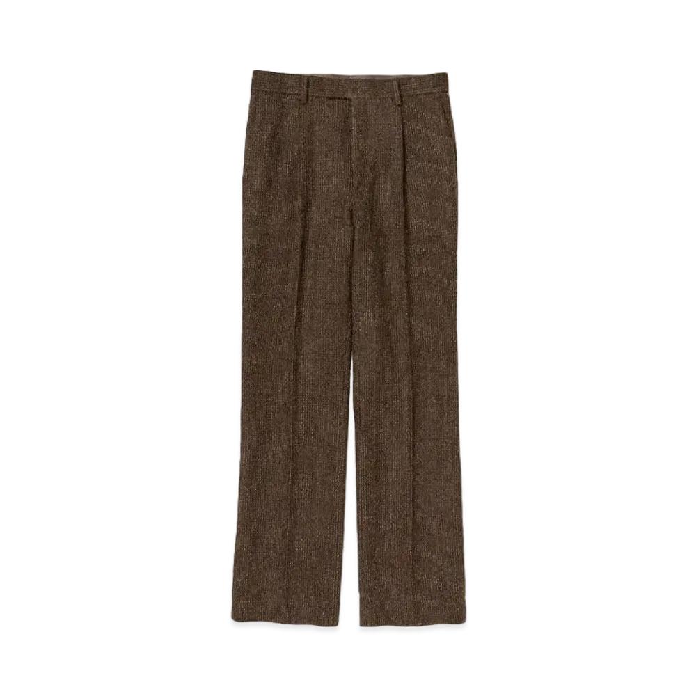 AURALEE Lama Shetland Wool Tweed Slacks "Brown"