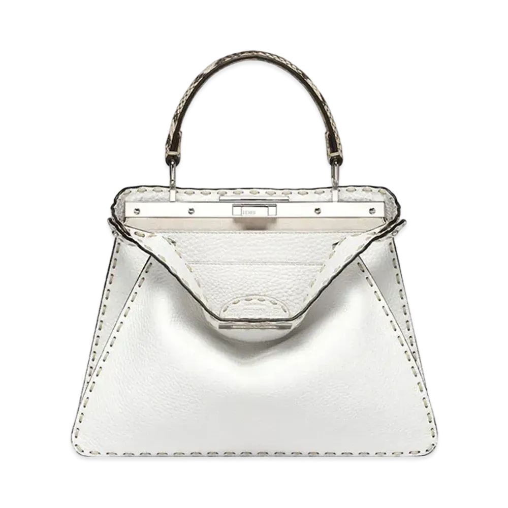 FENDI Peekaboo ISeeU Medium White Selleria Bag With Exotic Details "White"