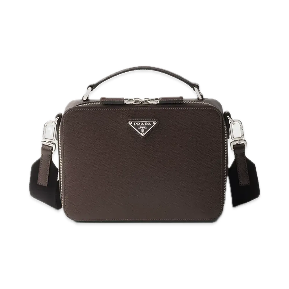 PRADA Brique Saffiano Leather Bag "Dark Brown"