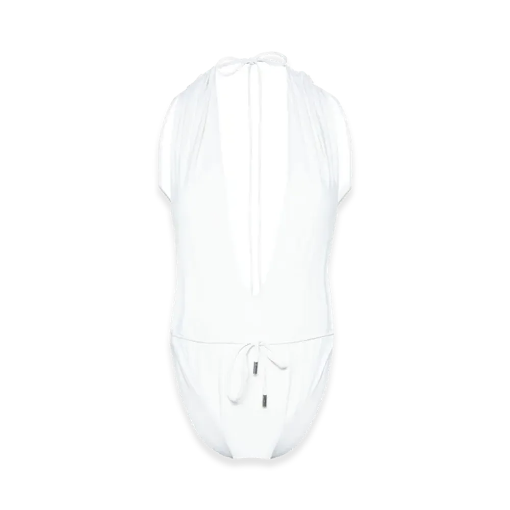 Saint Laurent Women's High-Leg One-Piece Swimsuit "White"