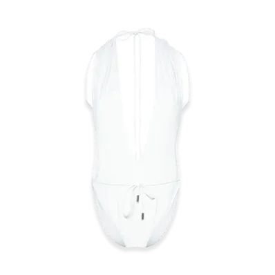 Saint Laurent Women's High-Leg One-Piece Swimsuit "White"