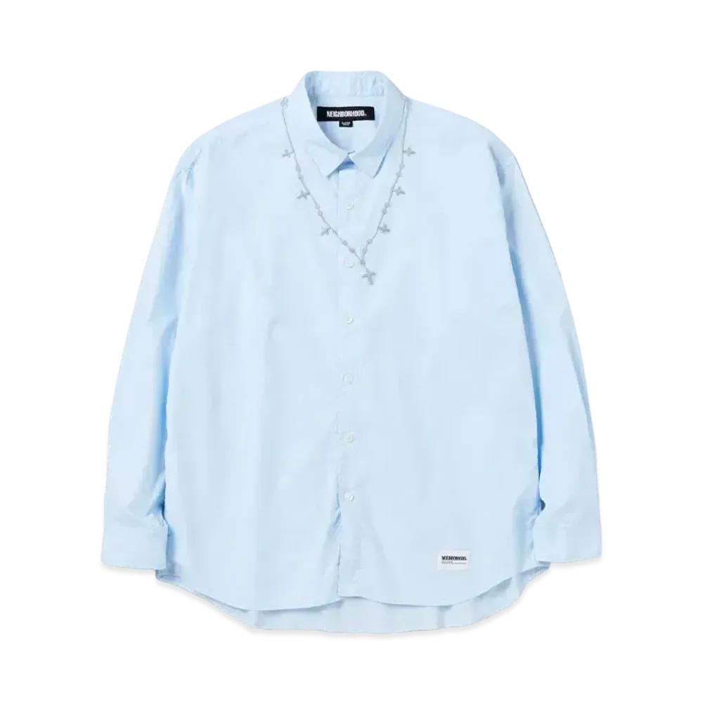 NEIGHBORHOOD Cross Embroidery Shirt LS "Saxe"