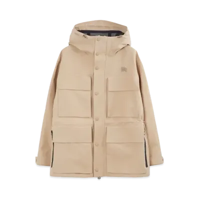 Burberry Men's Cotton Blend Parka "Soft Fawn"