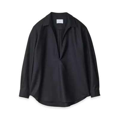 ssstein Wool Flannel Oversized Skipper Shirt "Dark Navy"