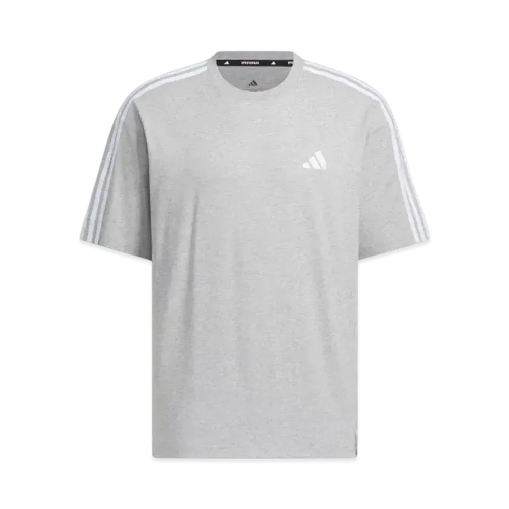 adidas Essentials Plus Loose Fit Three Stripes Short Sleeve T-Shirt "Medium Grey Heather"