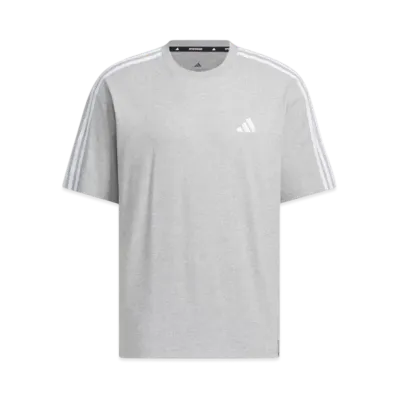 adidas Essentials Plus Loose Fit Three Stripes Short Sleeve T-Shirt "Medium Grey Heather"