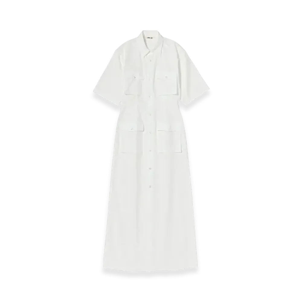 AURALEE Washed Finx Twill Shirt Dress "White"