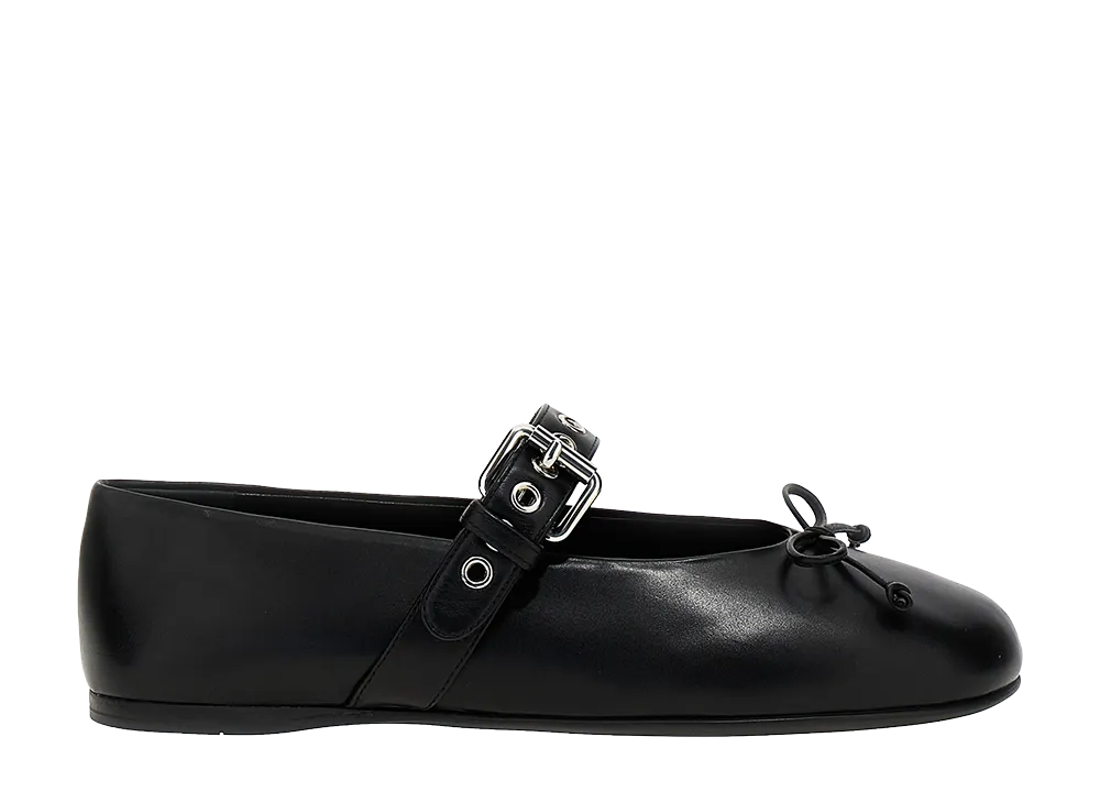 MIU MIU Women's Leather Ballerina "Black"