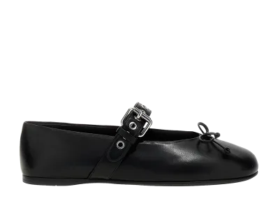 MIU MIU Women's Leather Ballerina "Black"