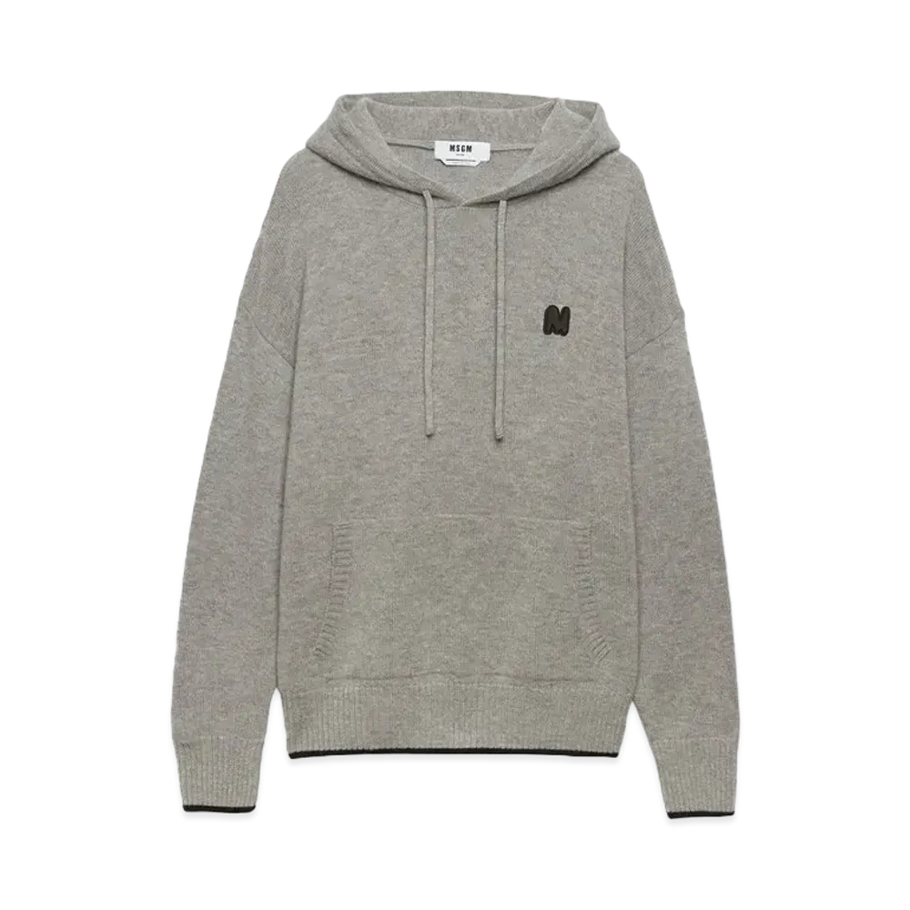 MSGM Blended Cashmere Sweater With Themwave Patch "Gray"