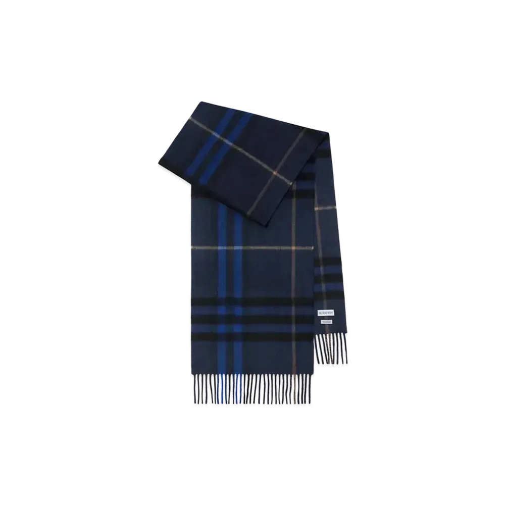 Burberry Check Cashmere Scarf "Midnight"