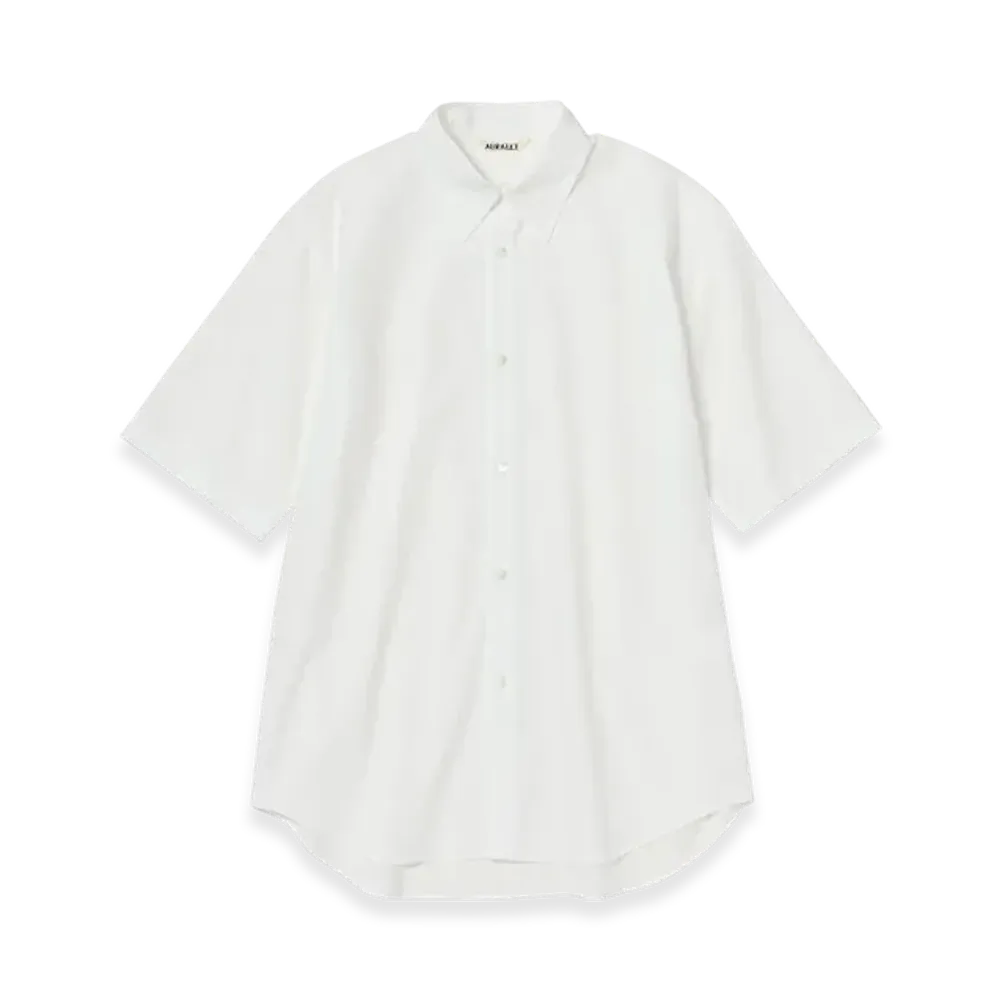 AURALEE Washed Finx Twill Half Sleeved Shirt "White"