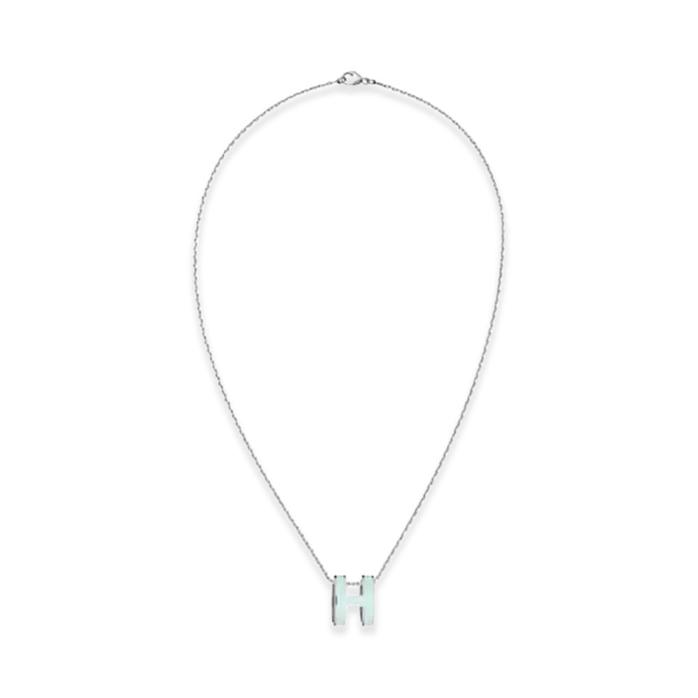 Hermes Pop H Pendant "Palladium/Blue Zephyr"