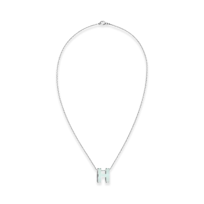 Hermes Pop H Pendant "Palladium/Blue Zephyr"