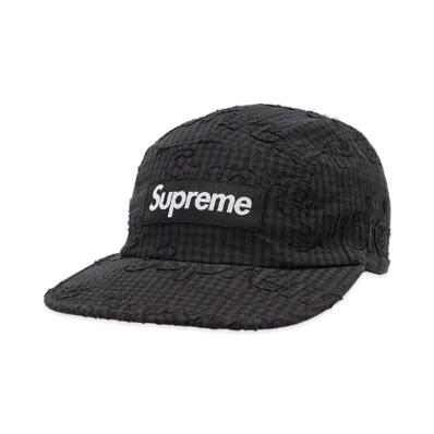 Supreme Monogram Gingham Camp Cap "Black"