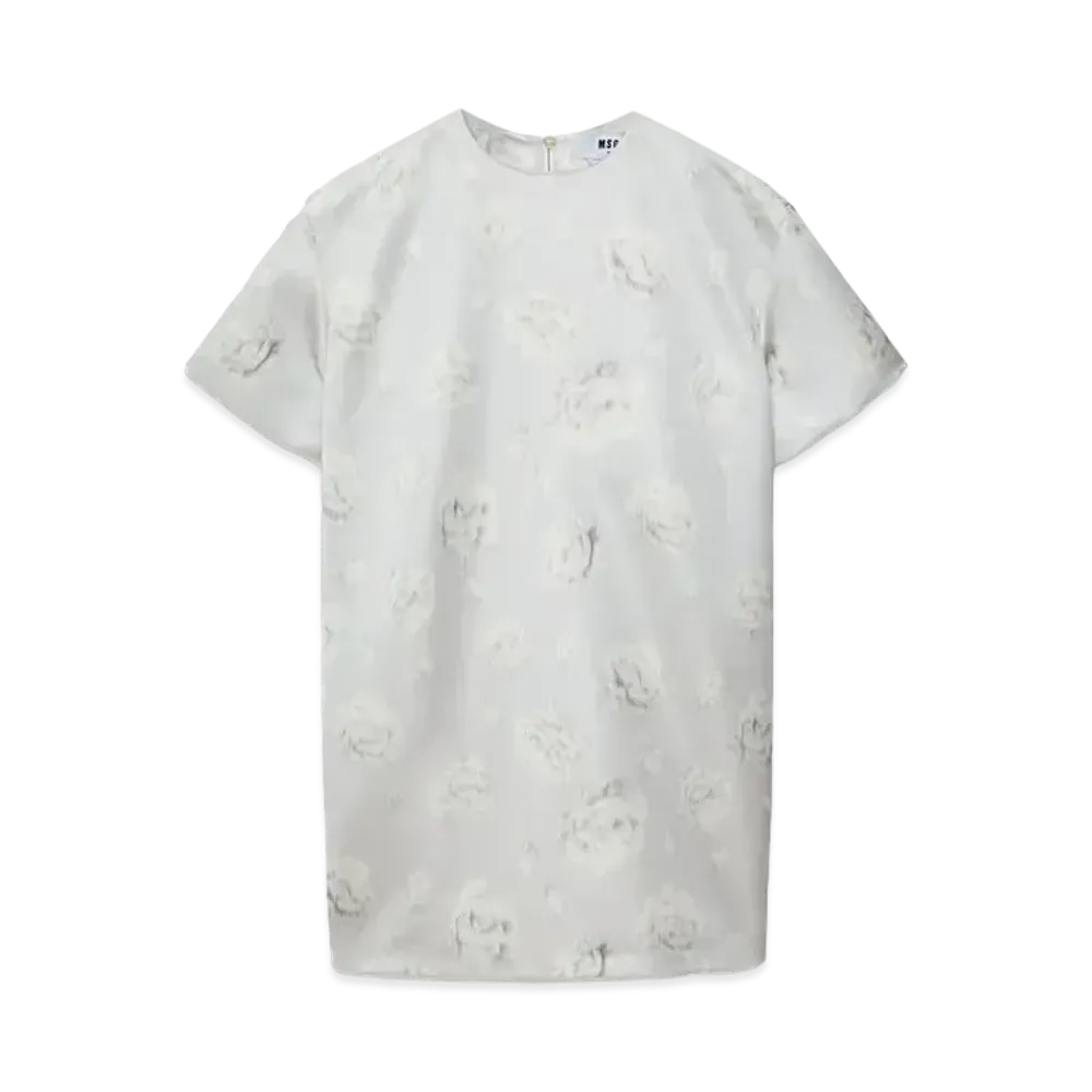 MSGM Duchesse Short Dress With Rose Print "White"