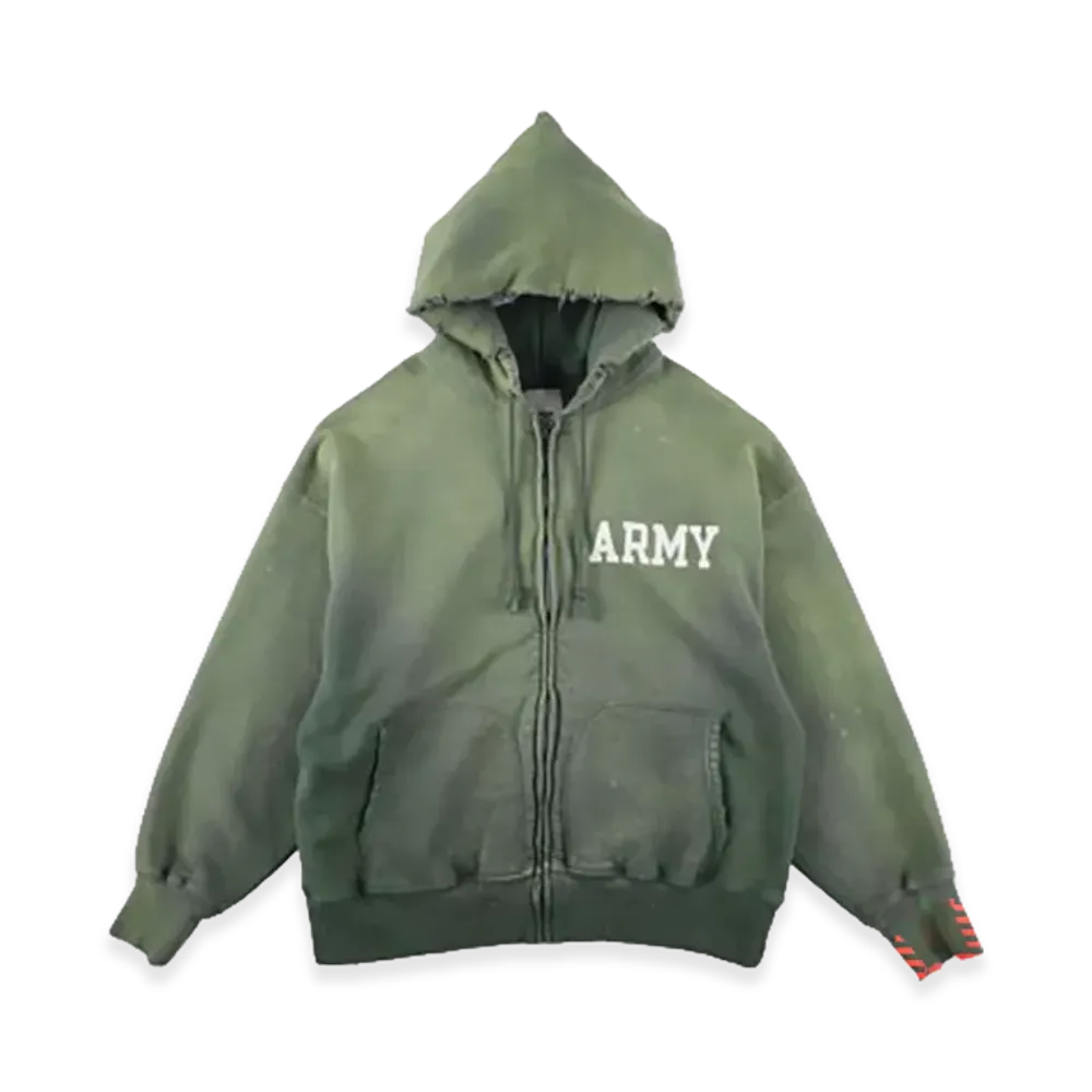 BOW WOW Army Zip Hoodie Aged "Green"