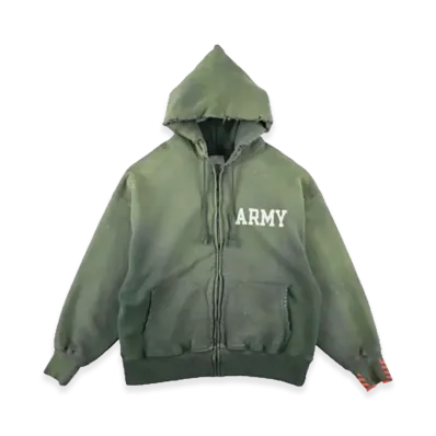 BOW WOW Army Zip Hoodie Aged "Green"