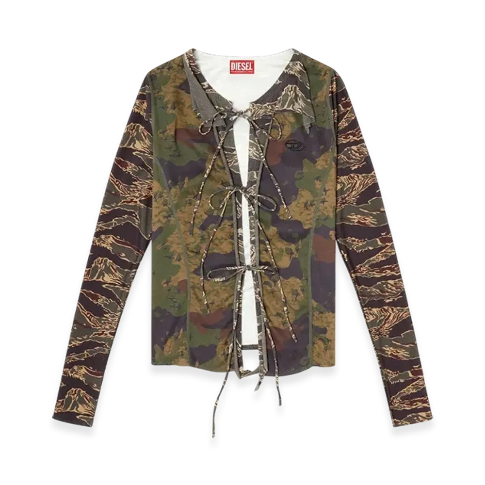 Diesel T-Afry Tie Cardigan With Mixed Camo Prints "Military Green"