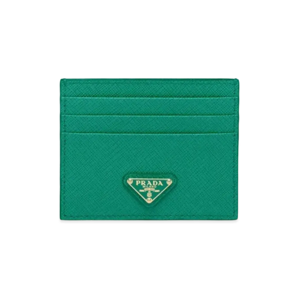 PRADA Saffiano Triangle Card Holder "Green"