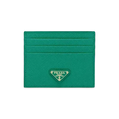 PRADA Saffiano Triangle Card Holder "Green"